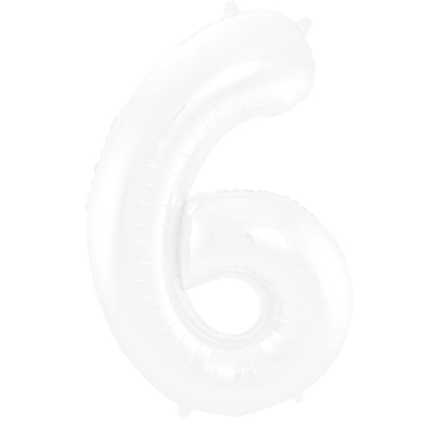 Folienballon Figur 6 Matt Weiß XL 86cm leer