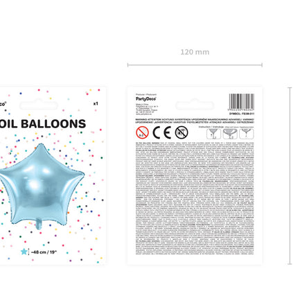 Heliumballon Star Hellblau Leer 48cm