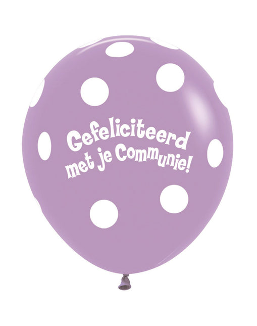 Ballons Kommunion Polka Dots Flieder 45cm 25Stk