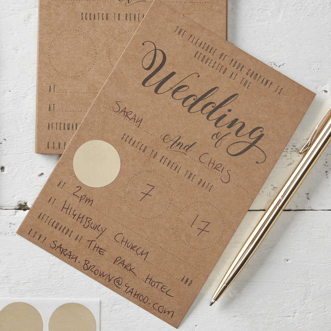 Beige Hochzeitseinladungen 15cm 10Stück