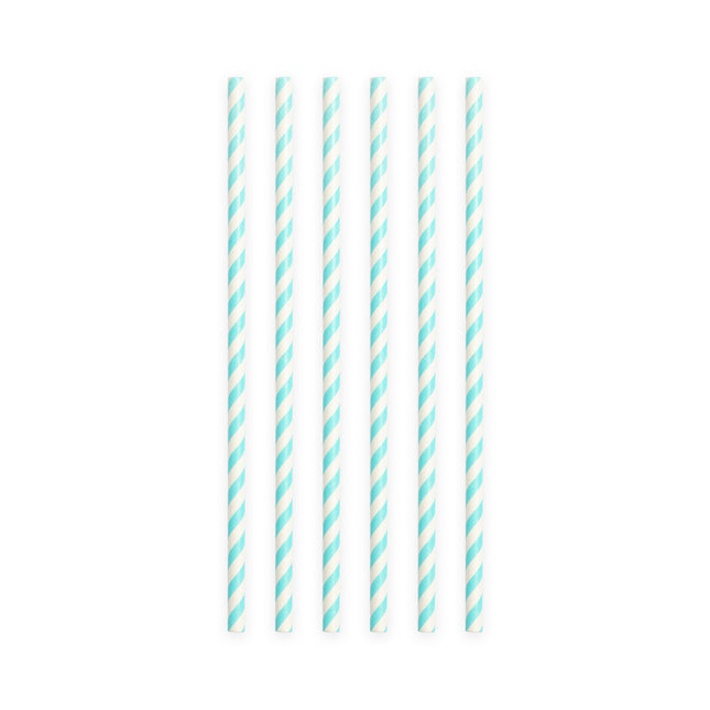 Papierstrohhalme Baby Blau Gestreift 19,7cm 20Stk
