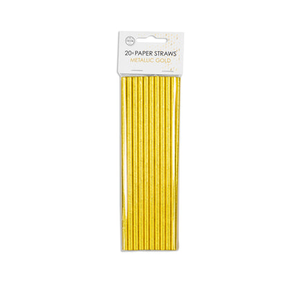 Goldene Strohhalme aus Papier 19,7 cm 20 Stk.