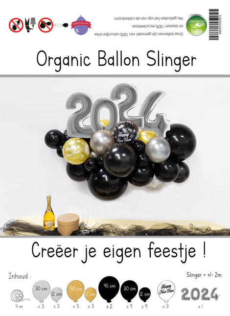 Ballons DIY Ballon Kit Bio Silber Neujahr