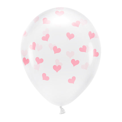 Weiße Ballons Hellrosa Herzen 33cm 6 Stk.