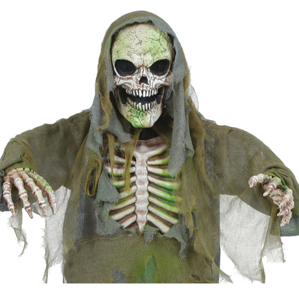 Grüne Halloween-Puppe Skelett mit Licht und Sound 1,6m