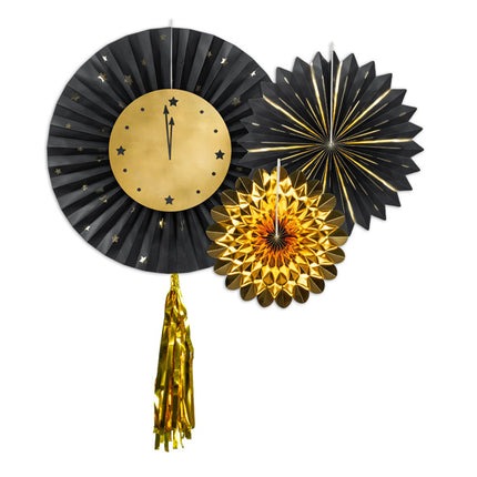 Hängende Silvesterdekoration Uhr 3tlg.