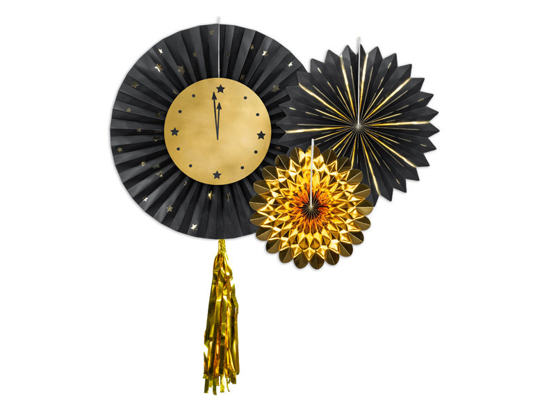 Hängende Silvesterdekoration Uhr 3tlg.
