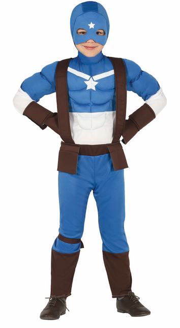 Superhelden Kostüm Kind Blau Weiß