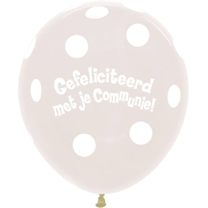 Ballons Kommunion Polka Dots Klar 45cm 25Stk