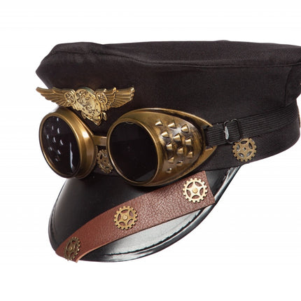 Mütze Steampunk mit Schutzbrille
