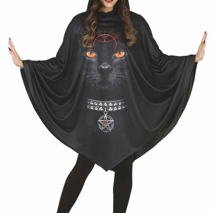 Katze Halloween Poncho Damen