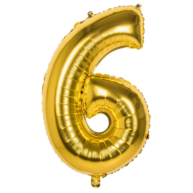 Goldener Zahlenballon 6 Jahre 86cm