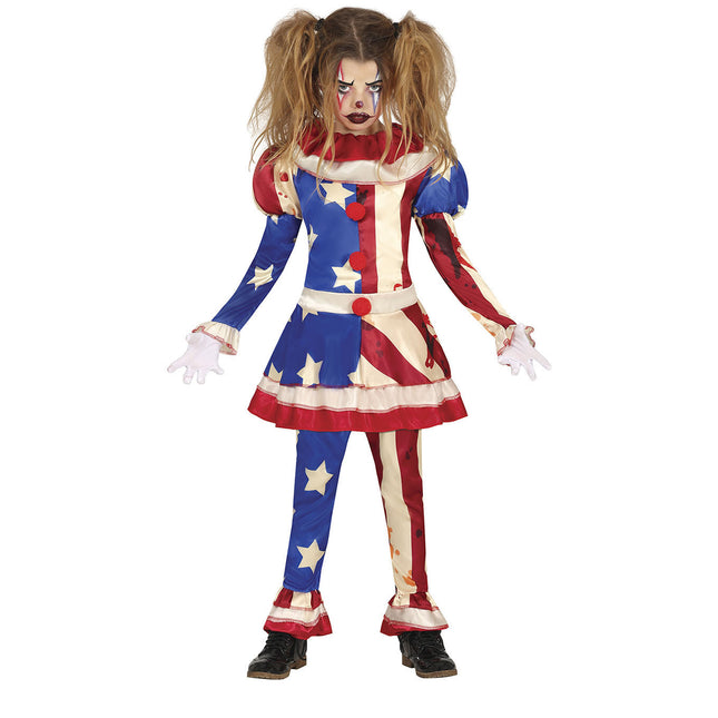 Horror Clown Halloween Kostüm Mädchen Blau Rot