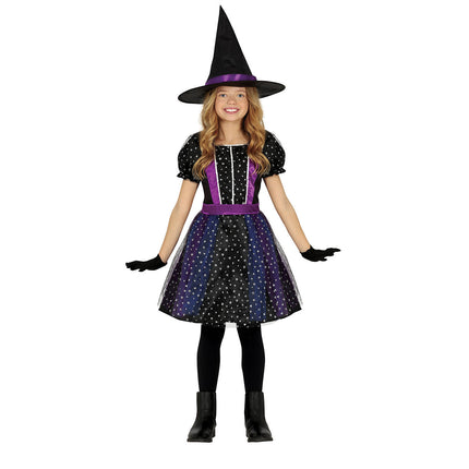 Hexe Halloween Kostüm Mädchen Stern Glitzer