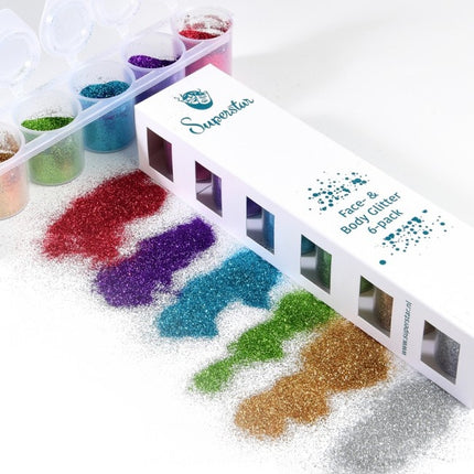 Farbige Glitter Happy Fine 6Stk.