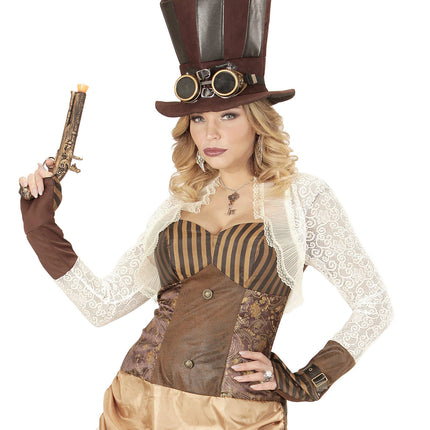 Hut Steampunk High mit Brille