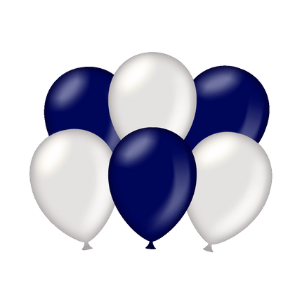 Ballons Silber/Dunkelblau Metallic 30cm 6Stk.