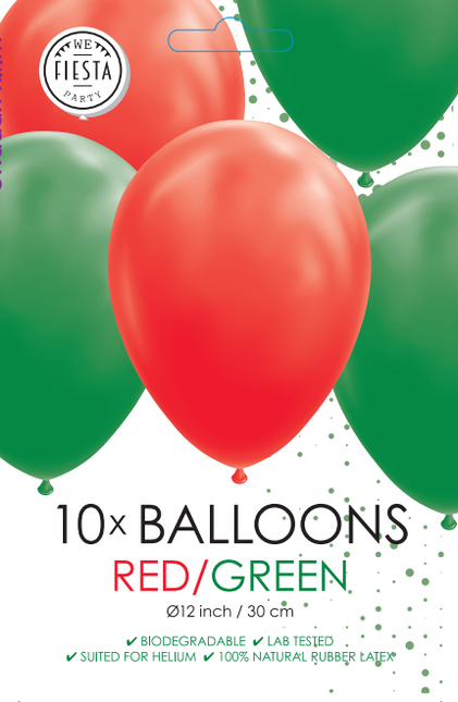 Rote grüne Luftballons 30cm 10Stück