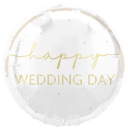 Happy Wedding Day Heliumballon Weißgold 45cm