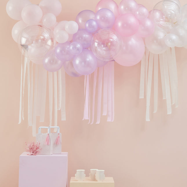 Rosa Ballonbogen Pastell Transparent DIY Set