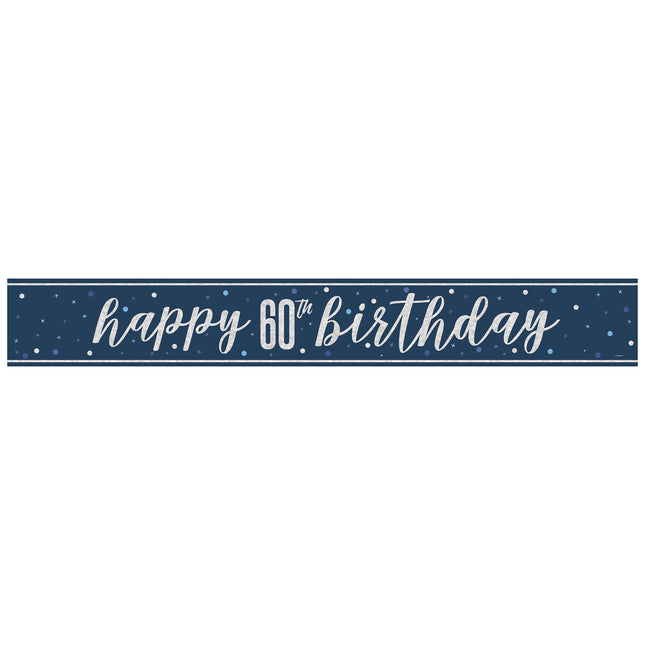 Happy Birthday Banner Blau 60 Jahre 2.74m