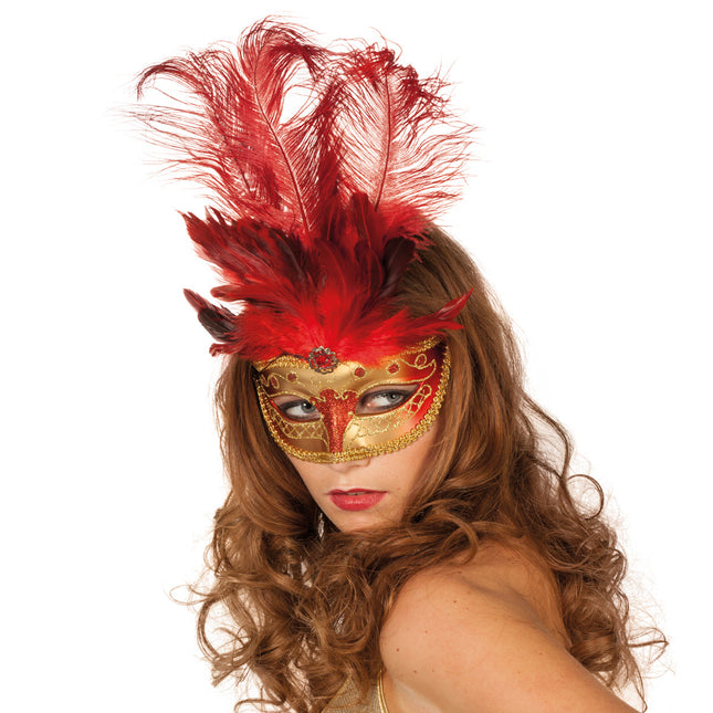 Rote Maske Feder