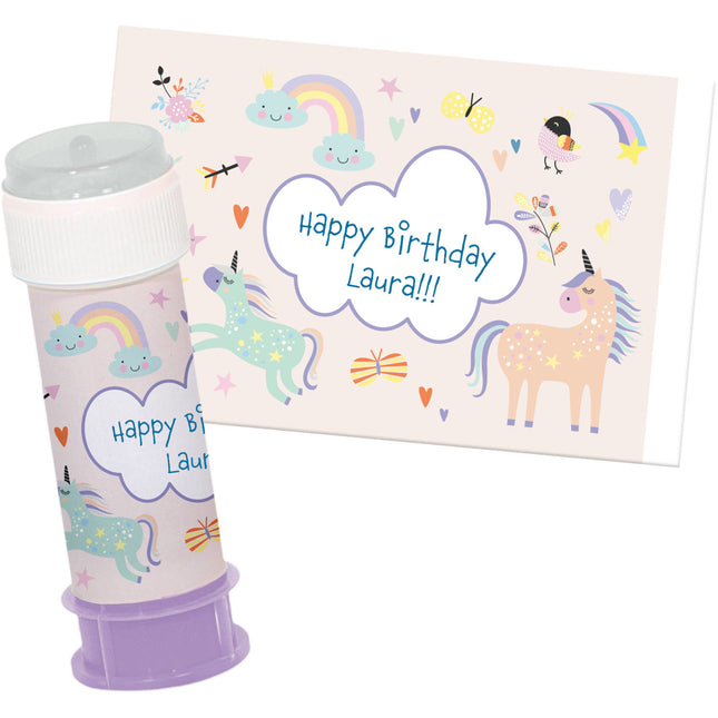 Einhorn Aufkleber Regenbögen für Seifenblasen 6 Stk.