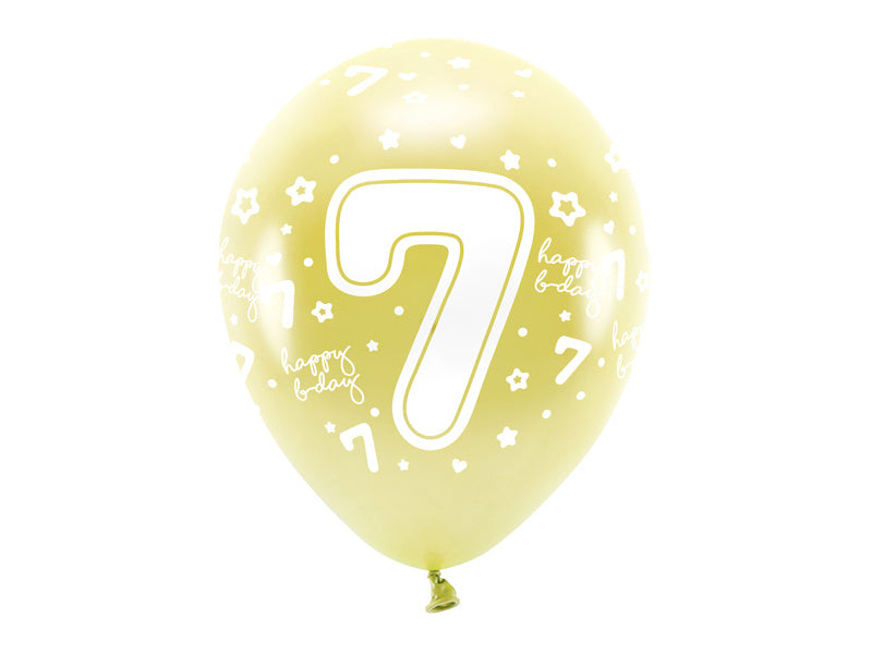 Ballons 7 Jahre Gold 33cm 6 Stk.