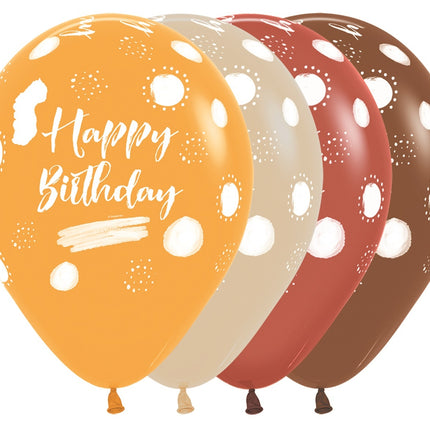 Ballons Happy Birthday Terra Natural Mix 30cm 25pcs