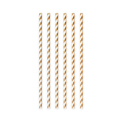 Papierstrohhalme Rose Gold Gestreift 19,7cm 20Stk