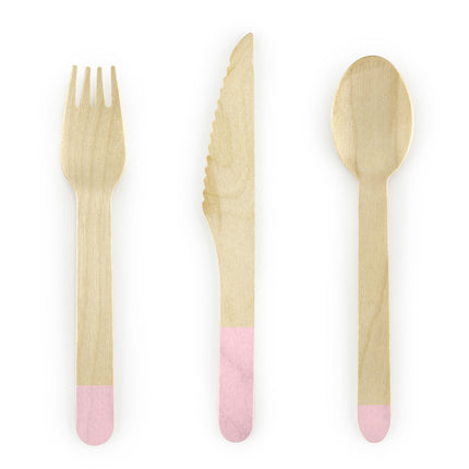 Holzbesteck hellrosa 16cm 18 Stück