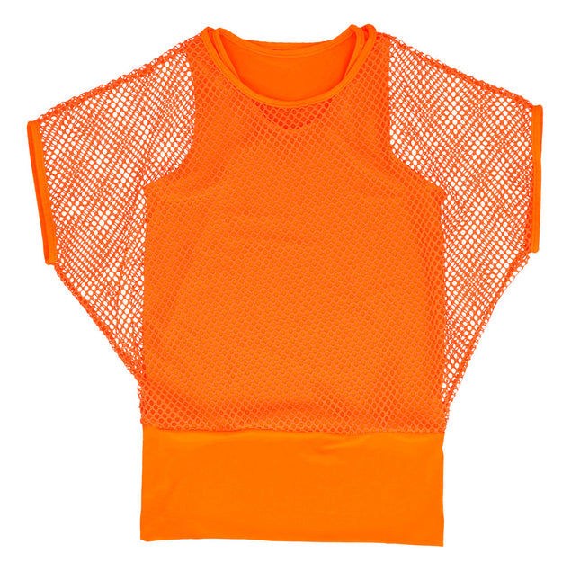 Fishnet Top Damen Orange M/L