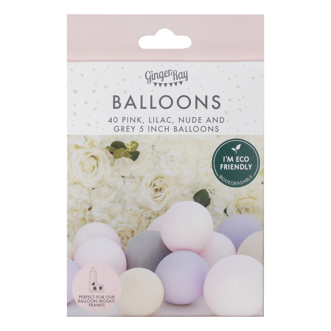 Rosa Grau Lila Luftballons 13cm 40Stk