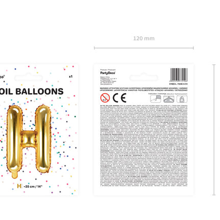 Folienballon Buchstabe H Gold Leer 35cm