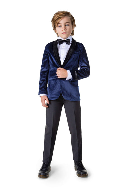 Dunkelblauer Samtblazer Junge <tc>OppoSuits</tc>