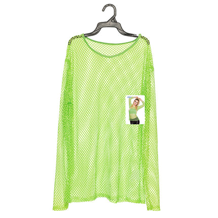 Neongrünes Fischnetz-Shirt M/L