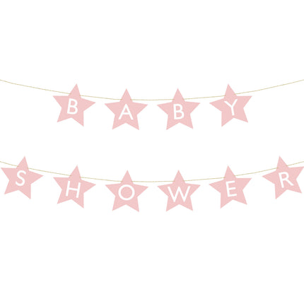 Rosa Girlande Baby Shower Sterne 2,9m