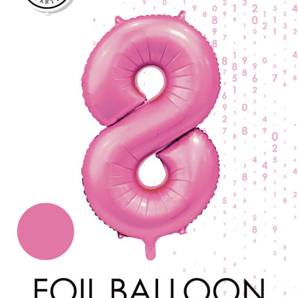 Rosa Figur Ballon 8 Jahre Glanz 86cm