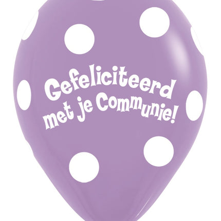 Ballons Kommunion Polka Dots Flieder 30cm 50Stück