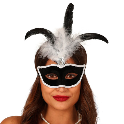 Maske Federn Schwarzer Samt