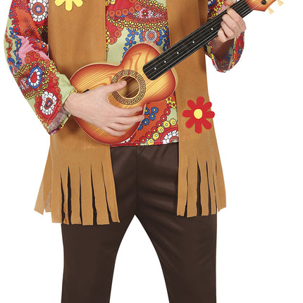 Hippie 60S Kostüm Bunte Männer mit brauner Weste