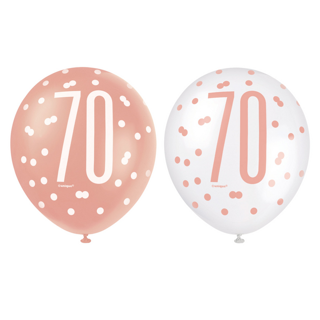 Ballons 70 Jahre Rose Gold 30cm 6Stk