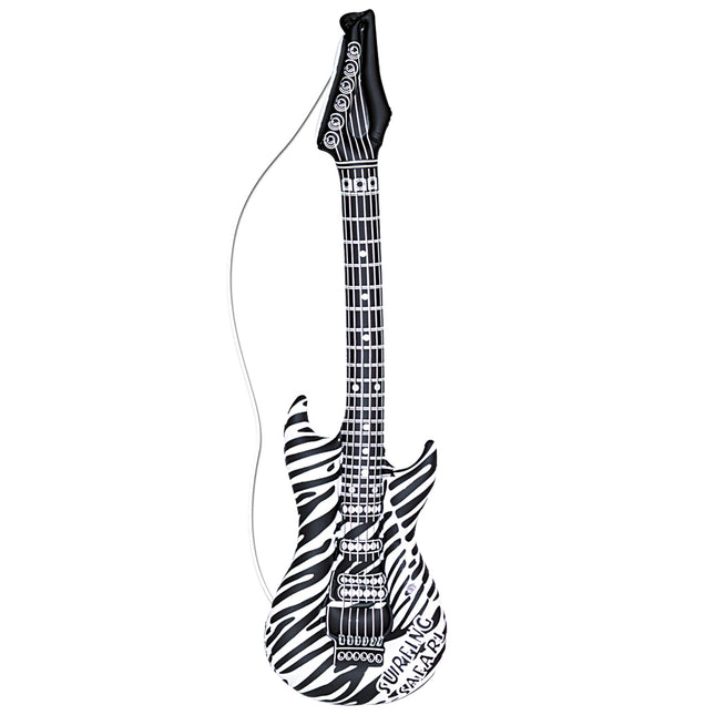 Zebra Fake Gitarre Schwarz Weiß Aufblasbar 1,05m