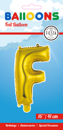 Folienballon Buchstabe F Gold 41cm mit Strohhalm