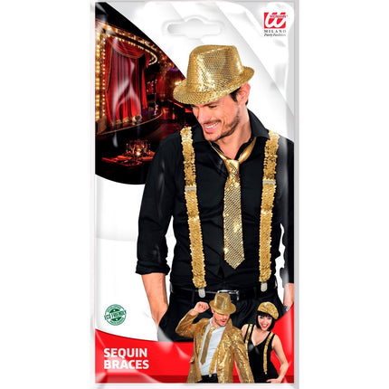 Hosenträger Pailletten Gold
