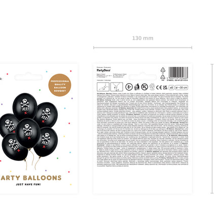 Piraten Ballons Schwarz 30cm 6Stk