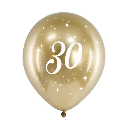 Ballons 30 Jahre Gold 30cm 6 Stk.