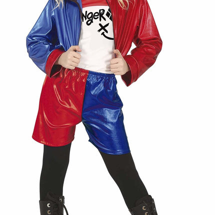 Harley Quinn Halloween Kostüm Mädchen Rot Blau
