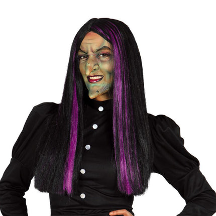 Halloween Perücke Hexe Schwarz