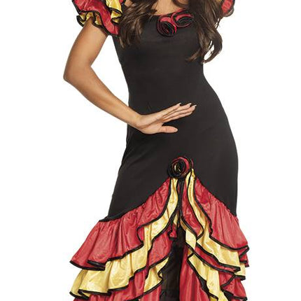 Spanisches Kleid Flamenco Rot Gelb